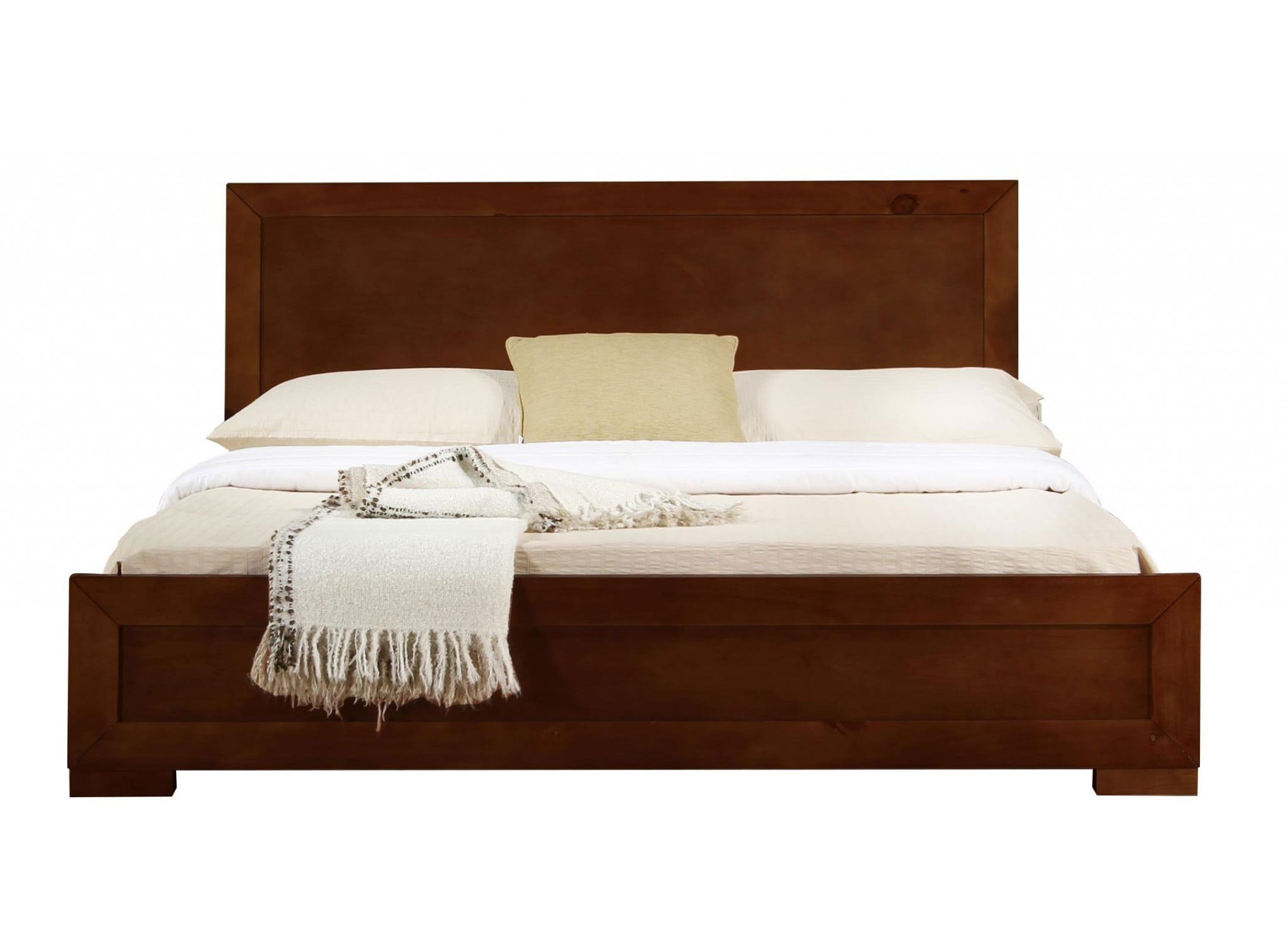 HomeStock Medieval Moods Wooden Platform Bed In Walnut, Queen