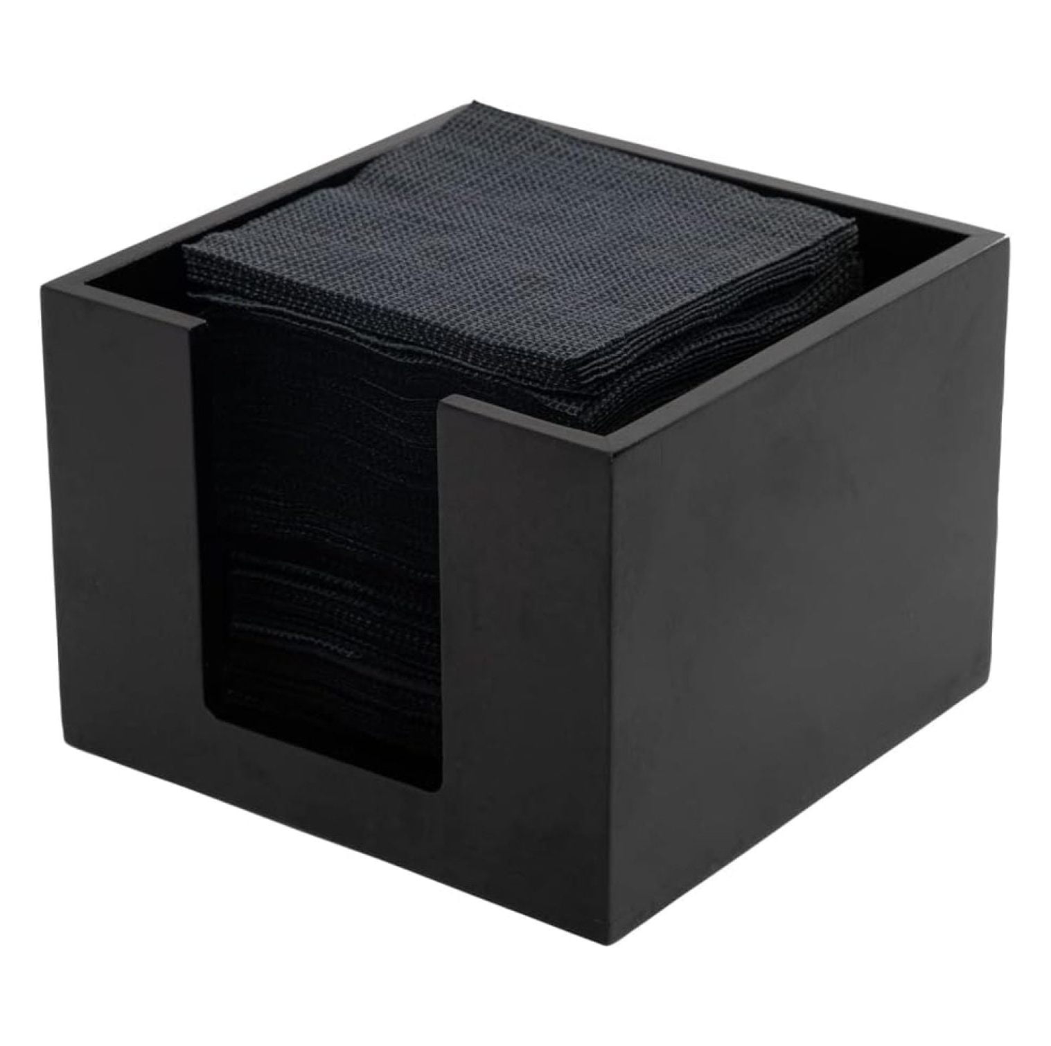 JepoIA 5.5 x 4 Inch Cocktail Napkin Holder 1 Square Flat Napkin Holder - For Bars Kitchen Tables or Countertops Sturdy Black Bamboo Tissue Napkin Holder Dining Room Decor