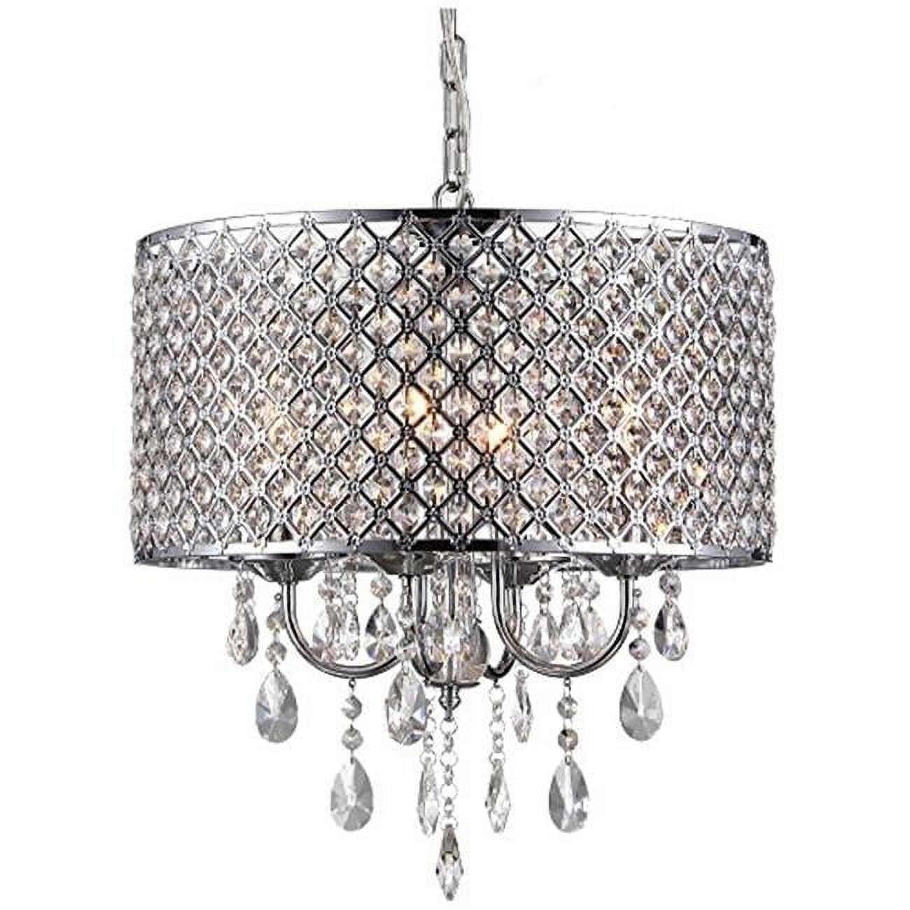 Warehouse of Tiffany 17" Round Chrome Finish Crystal Chandelier with 4 Lights - 9' x 17' x 17'