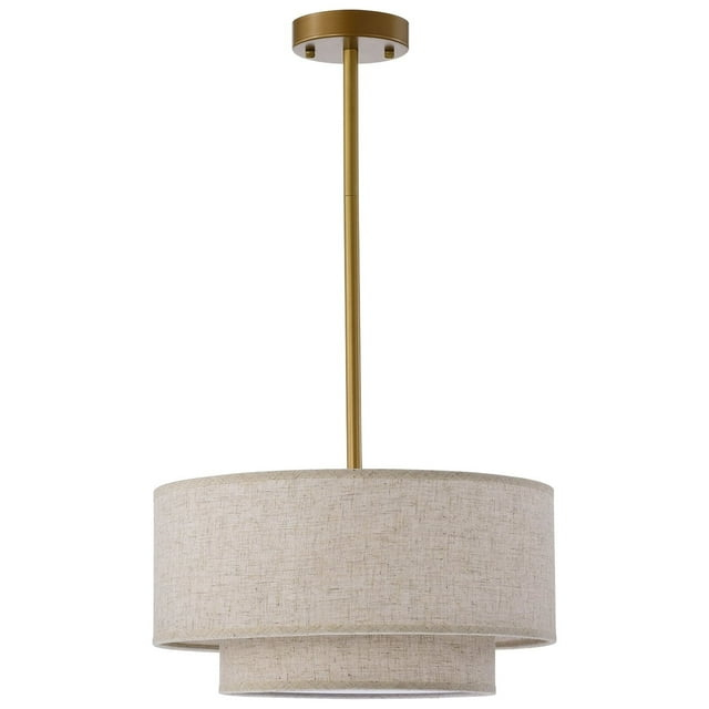 Warehouse of Tiffany Alena Matte Gold 3-Light Two-Tier Fabric Drum Shade Chandelier