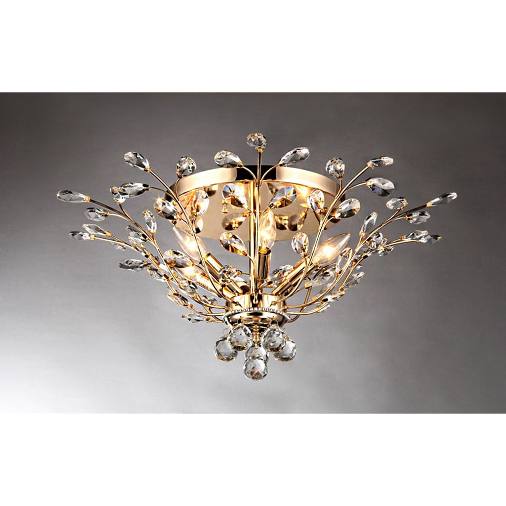 Warehouse of Tiffany Ava 6-light Gold 27-inch Crystal Flush Mount