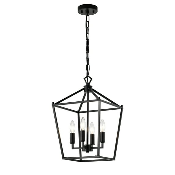 Warehouse of Tiffany Buelex 4 Light 12 inch Matte Black Lamp Post Lantern Style Iron Chandelier