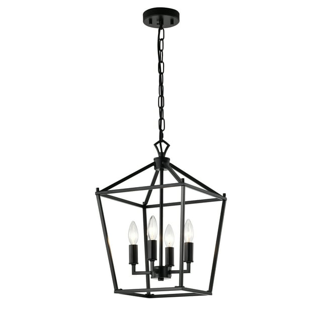 Warehouse of Tiffany Buelex 4 Light 12 inch Matte Black Lamp Post Lantern Style Iron Chandelier