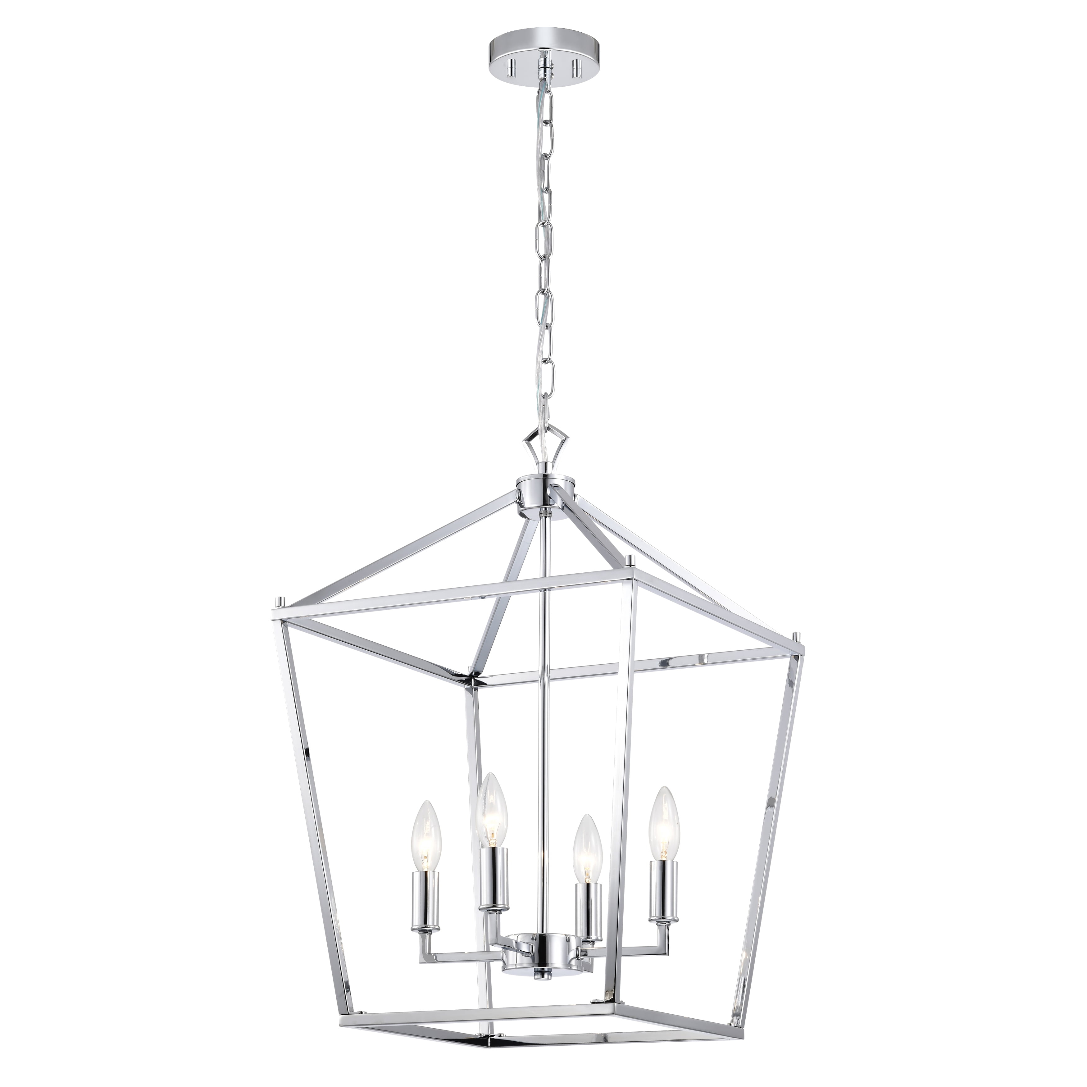 Warehouse of Tiffany Buelex 4 Light 16 inch Chrome Lamp Post Lantern Style Iron Chandelier