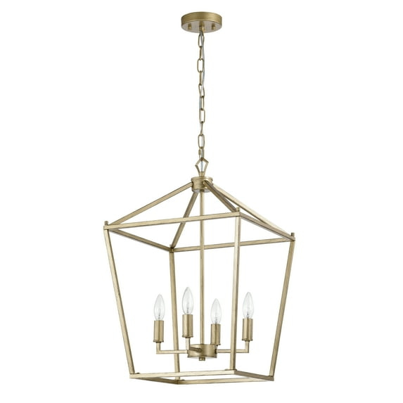 Warehouse of Tiffany Buelex 4 Light 16 inch Satin Gold Lamp Post Lantern Style Iron Chandelier