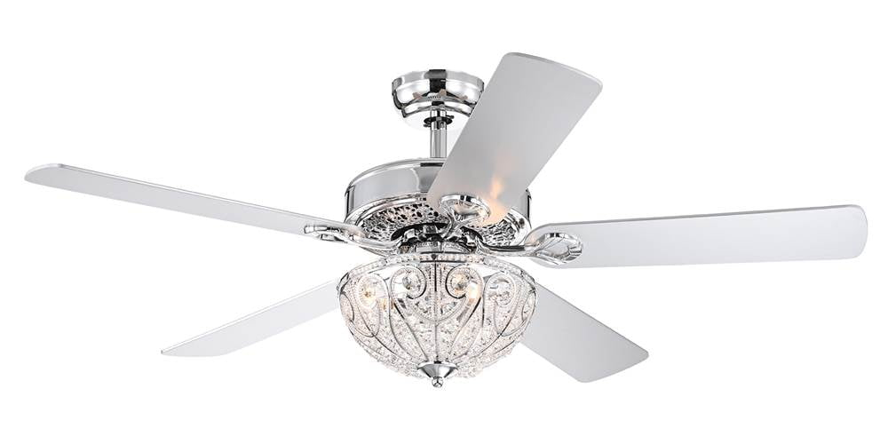 Silver Orchid  Novarro Lighted Ceiling Fan with Crystal Bowl Shade