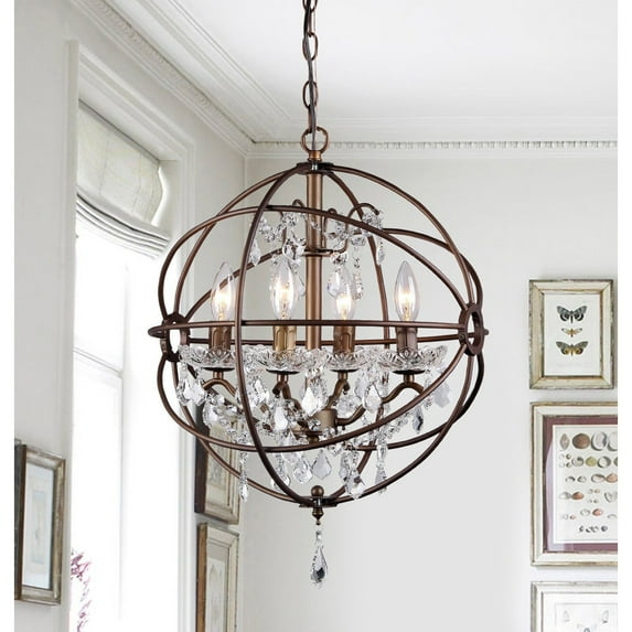 Warehouse of Tiffany Edwards Antique Bronze 16-inch 4-light Crystal Chandelier