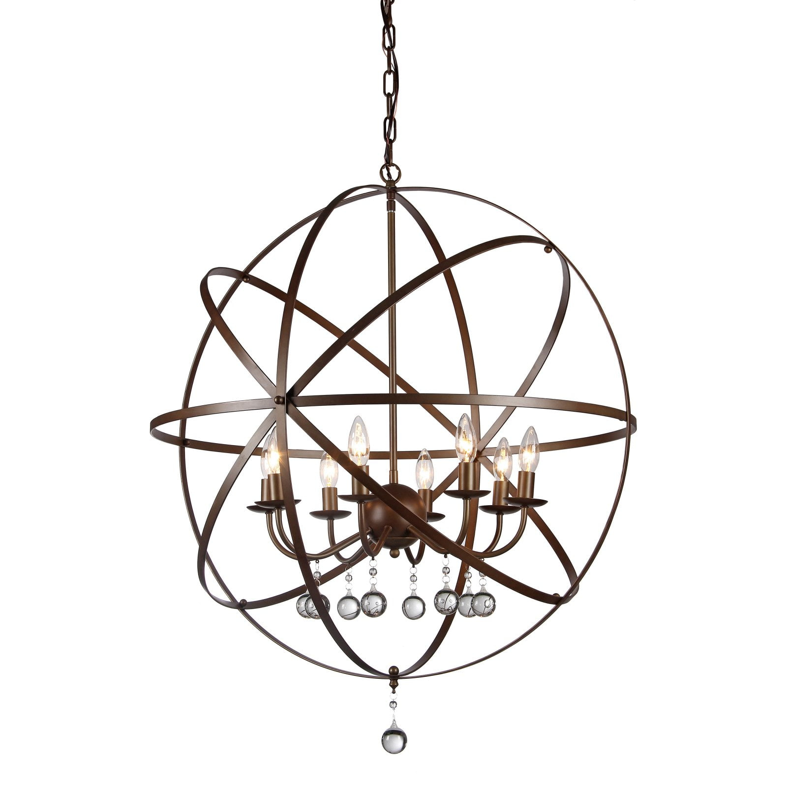 Warehouse of Tiffany Jossie 8-light Crystal 30-inch Bronze-finish Chandelier - 22" x 21" x 21"