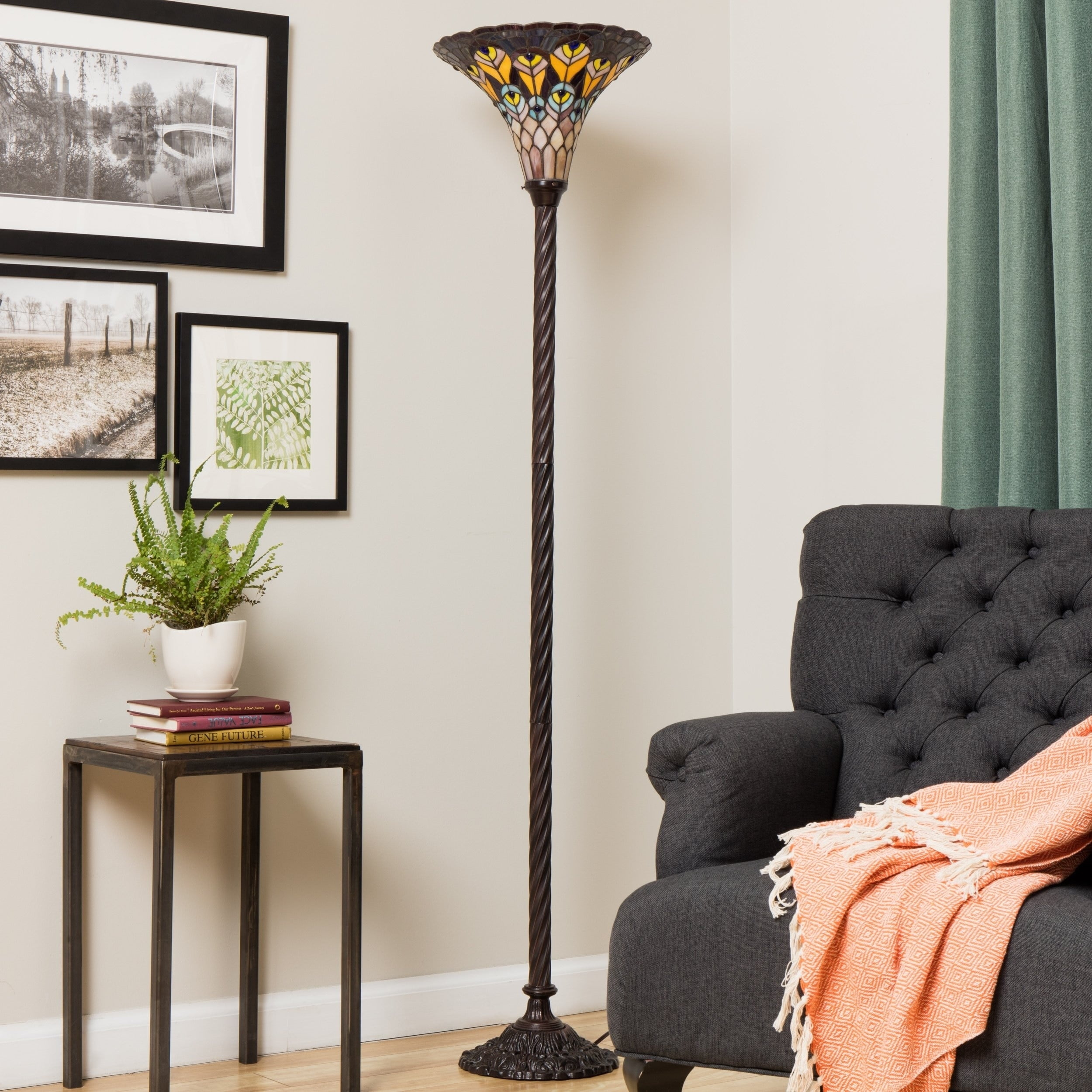 Warehouse of Tiffany Peacock 1 Light Torchiere