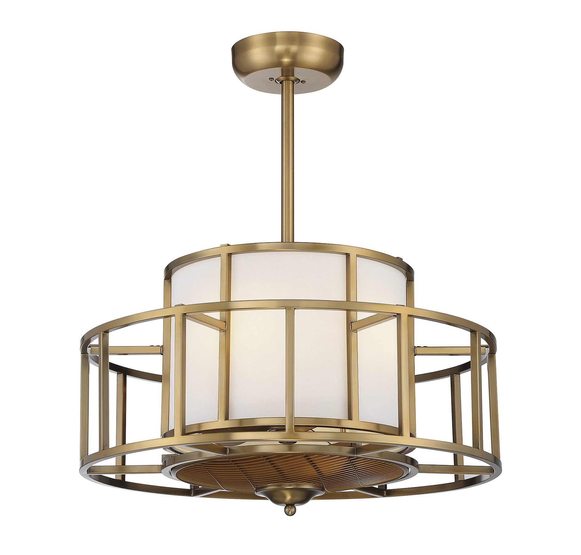 Warm Brass Four Light Fan D'Lier from the Oslo Collection