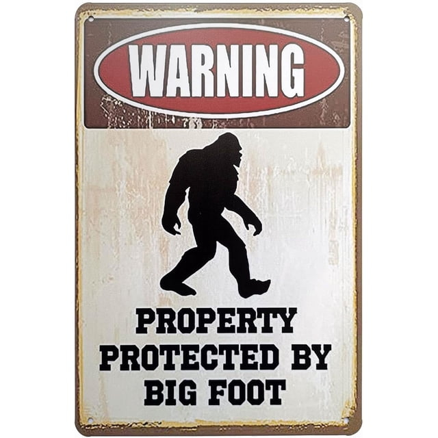 Warning This Room Is Protected By Big Foot Funny Metal Decor Gift Sign 12"x8" For Garage Man Cave Office Craft Room Living Room