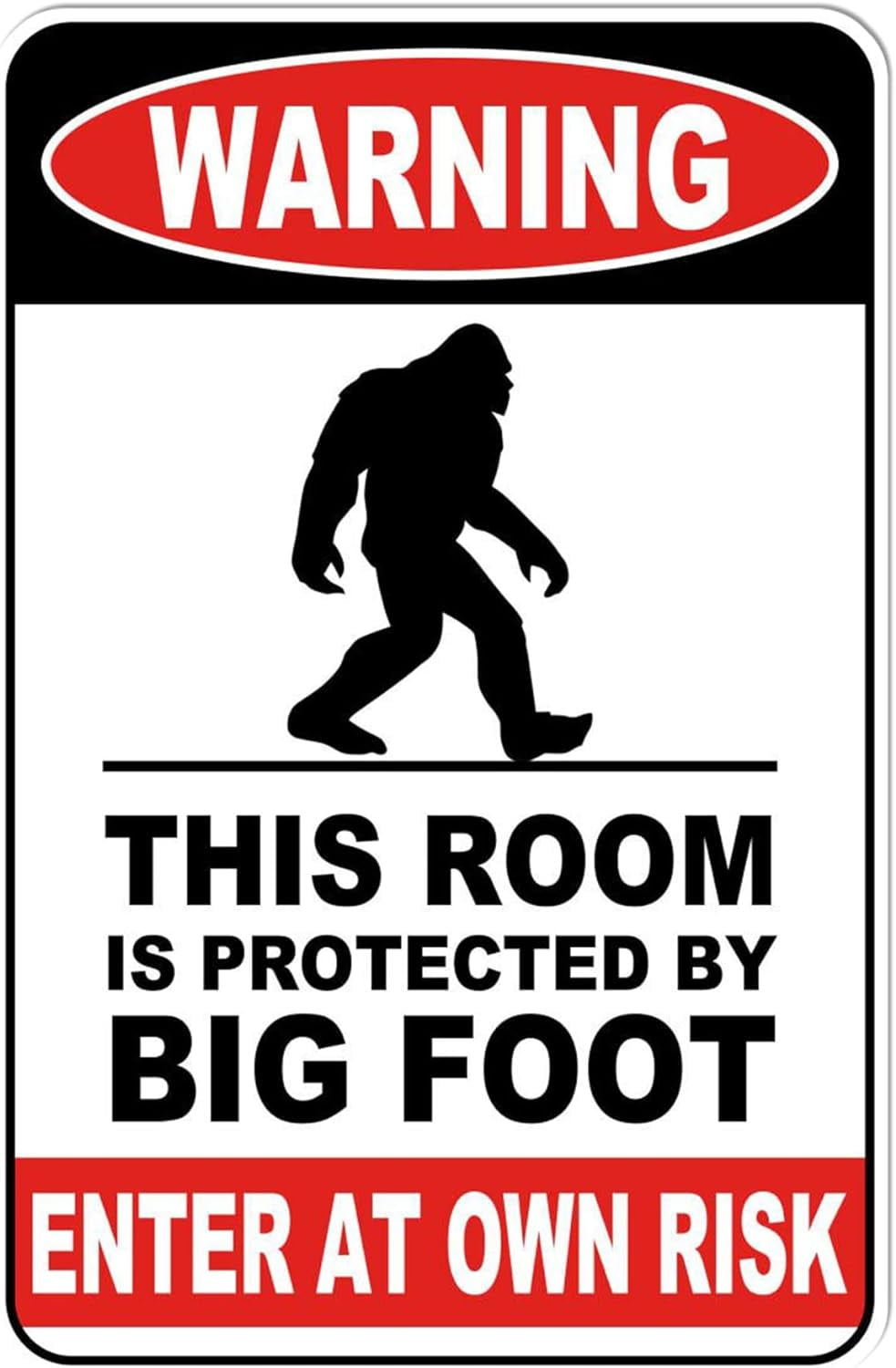 Warning This Room Is Protected By Big Foot Funny Metal Decor Gift Sign 12"x8" For Garage Man Cave Office Craft Room Living Room