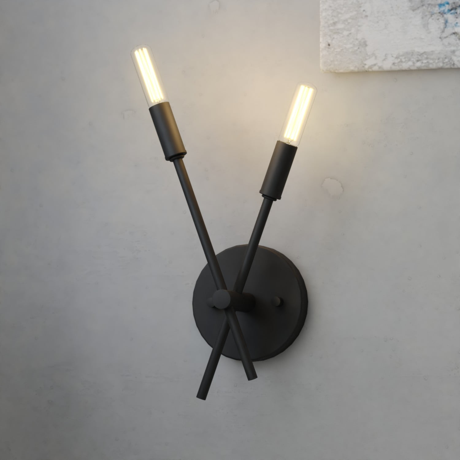 Warwick 2 Light Matte Black Contemporary Candelabra Wall Sconce