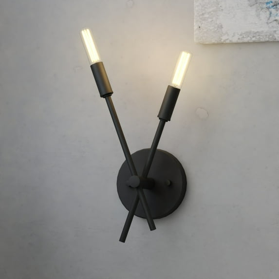 Warwick 2 Light Matte Black Contemporary Candelabra Wall Sconce