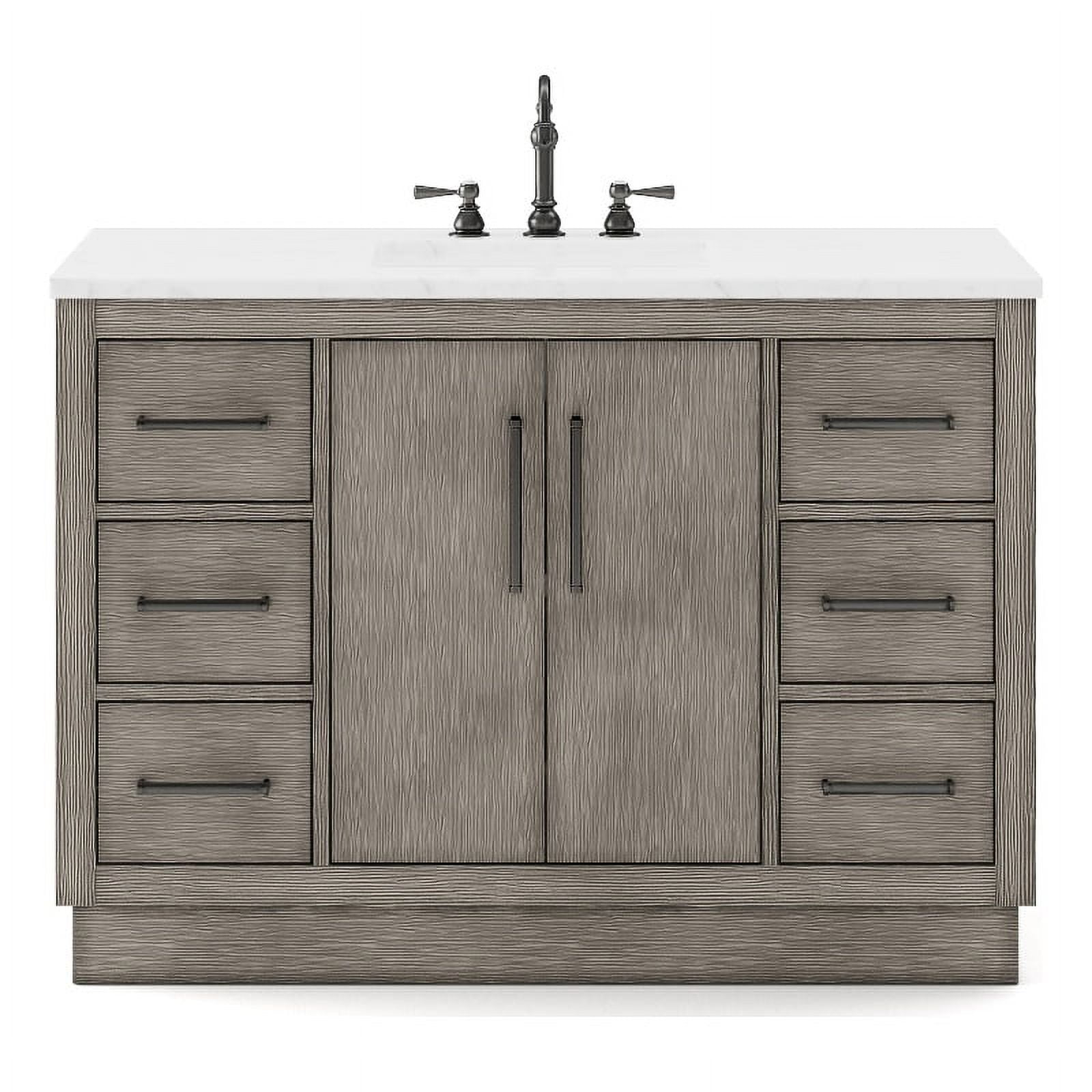 Water Creation 48" Wood Single Bathroom Vanity in Gray Oak/Bronze