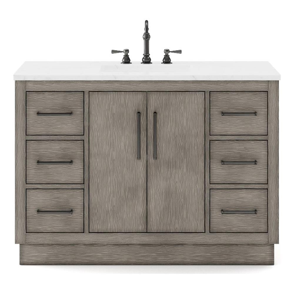 Water Creation 48" Wood Single Bathroom Vanity in Gray Oak/Bronze