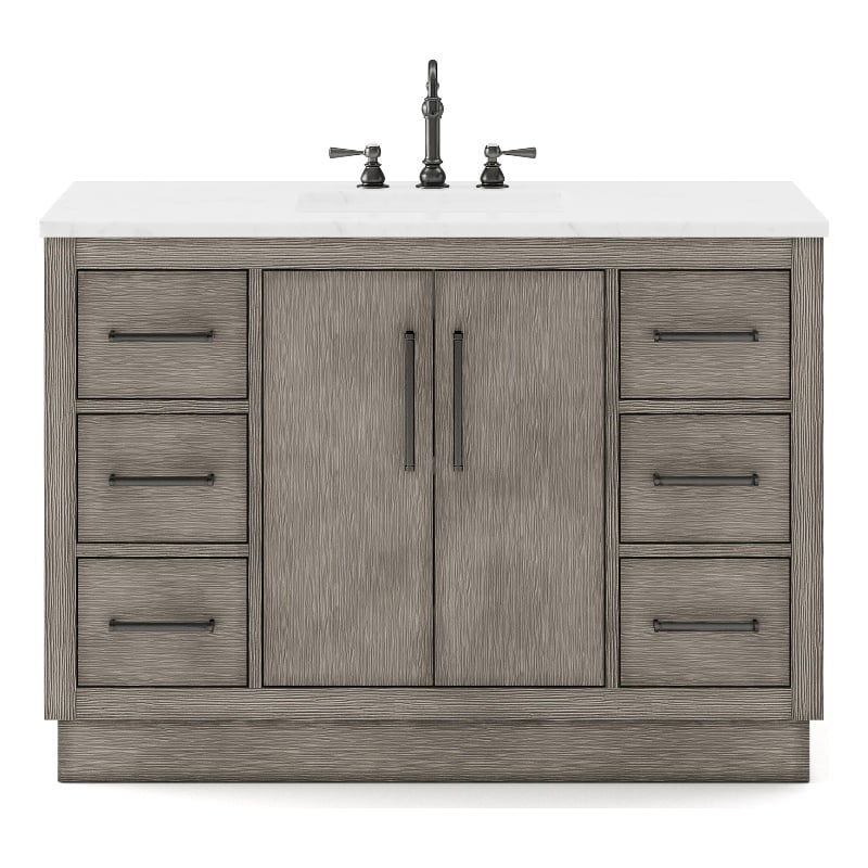 Water Creation 48" Wood Single Bathroom Vanity in Gray Oak/Bronze