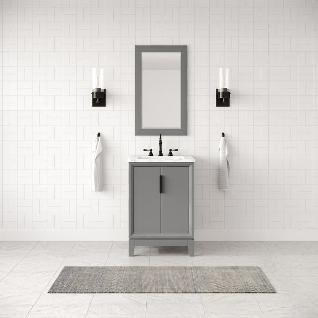 Water Creation Elizabeth 24" Wood Single Bathroom Vanity in Gray/Bronze