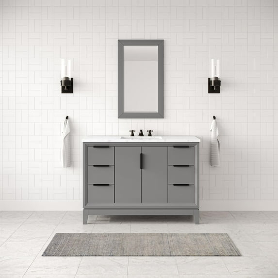 Water Creation Elizabeth 48" Wood Single Bathroom Vanity in Cashmere Gray/Bronze