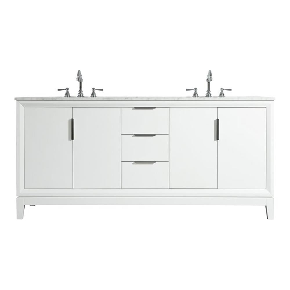 Water Creation Elizabeth 72" Wood Double Bathroom Vanity in White/Chrome
