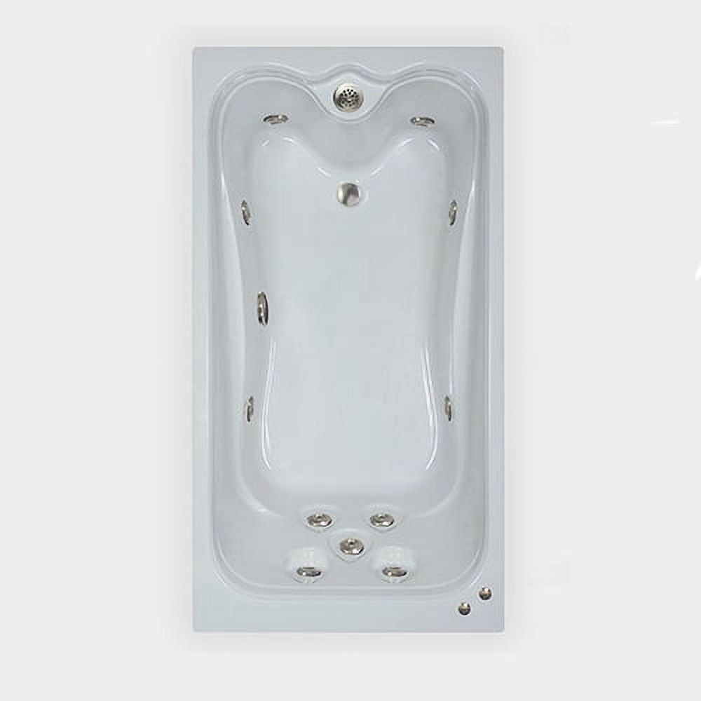 66 In. X 36 In. Elite Series Drop in Whirlpool Acrylic Bathtub with Reversible Drain in White