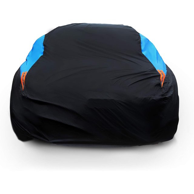 Waterproof Car Cover All Weather Snowproof UV Protection Windproof Outdoor Full car Cover, Universal Fit for Sedan (Fit Sedan Length 154-163 inch, Blue)