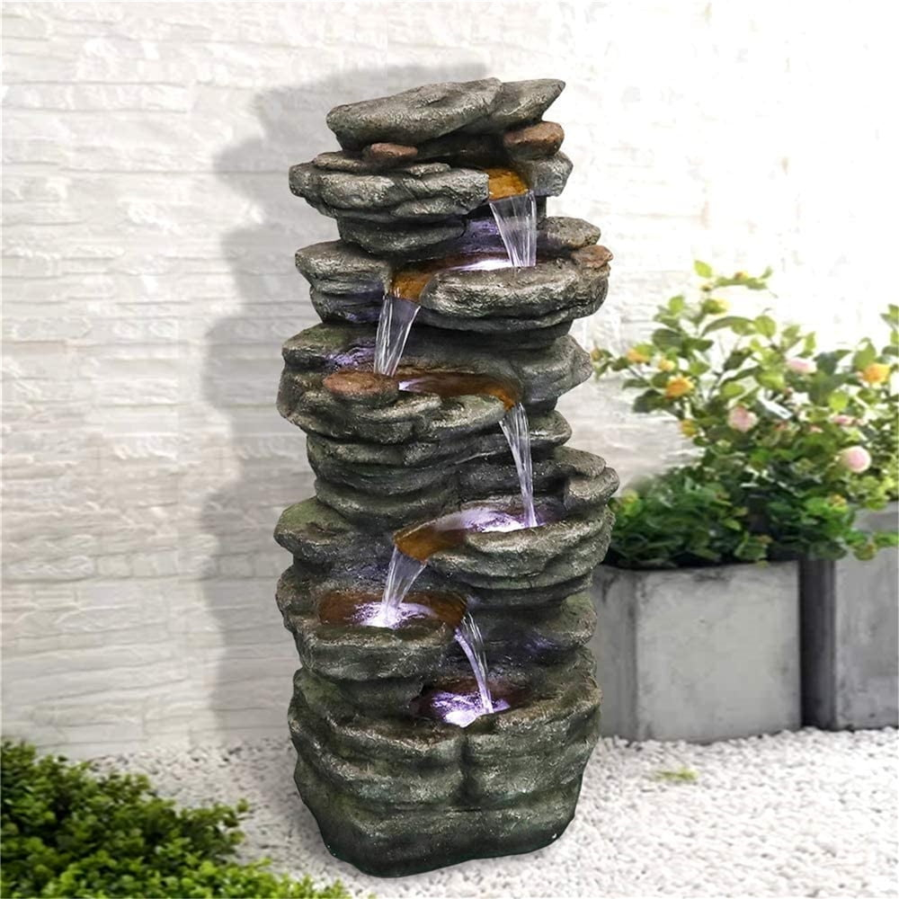 Watnature 40" Outdoor 6-Tier Cascading Fountain