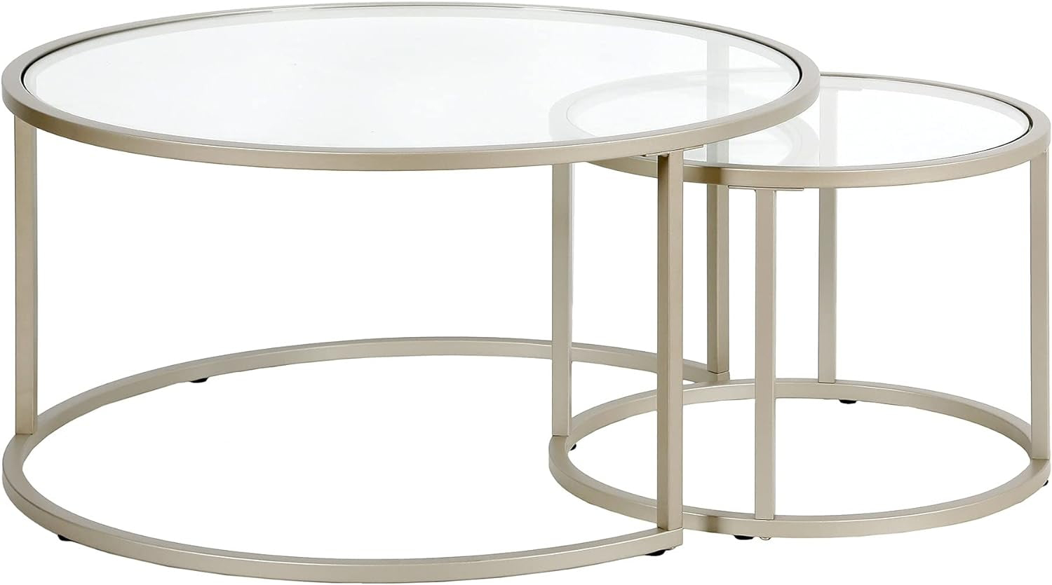 Evelyn&Zoe Watson Round Nested Coffee Table in Satin Nickel