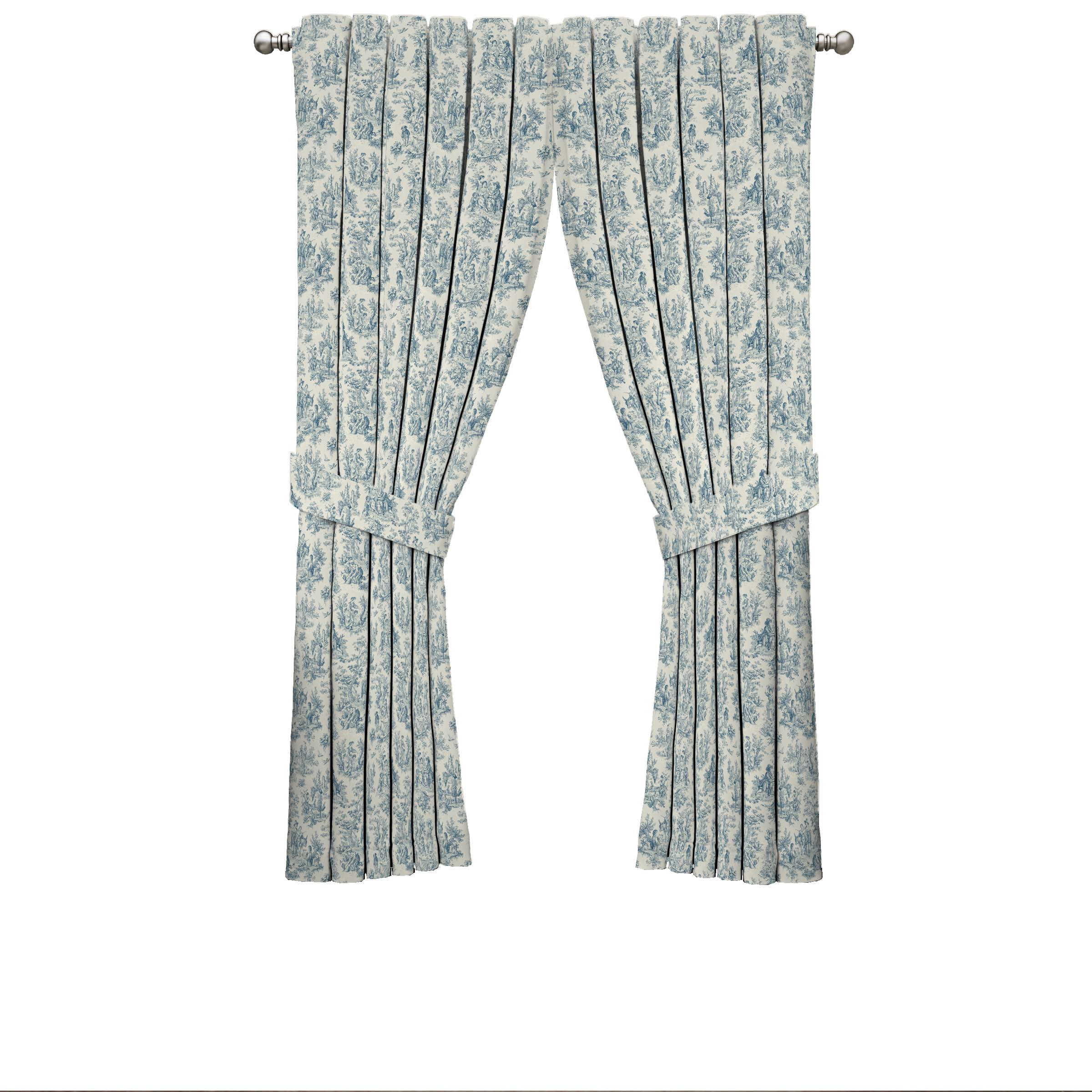 Waverly Charmed Life Toile Tie Back Single Curtain Panel, 52"x63", Cornflower