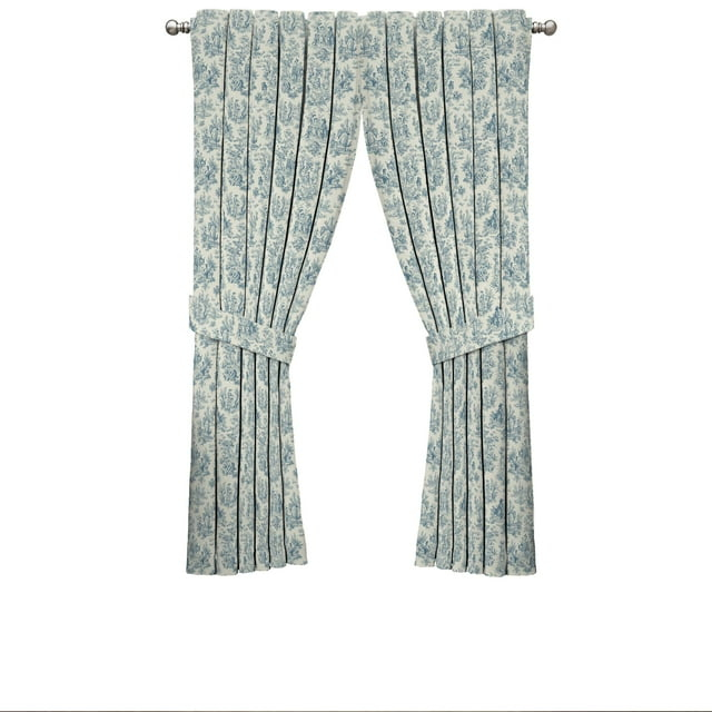 Waverly Charmed Life Toile Tie Back Single Curtain Panel, 52"x63", Cornflower