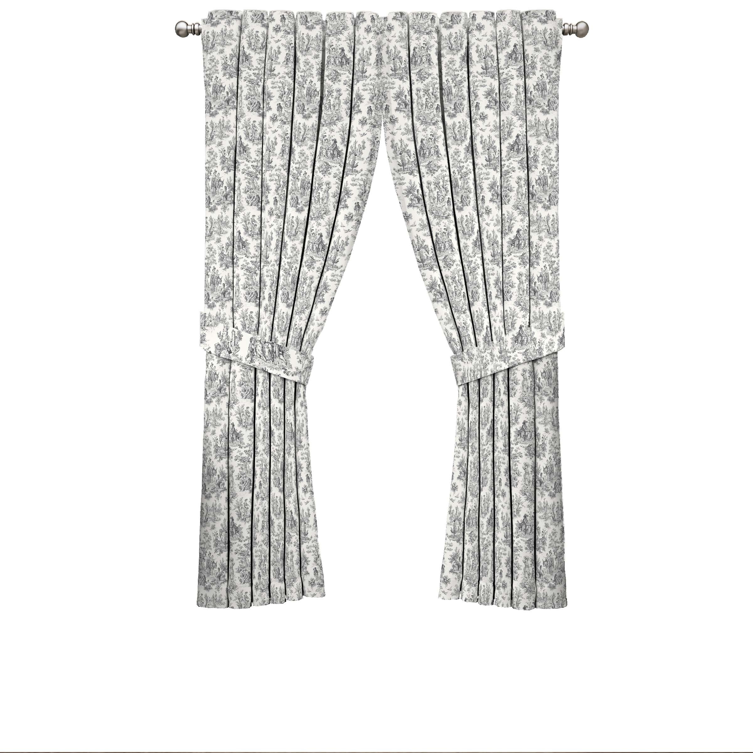 Waverly Charmed Life Toile Tie Back Single Curtain Panel, 52"x84", Onyx