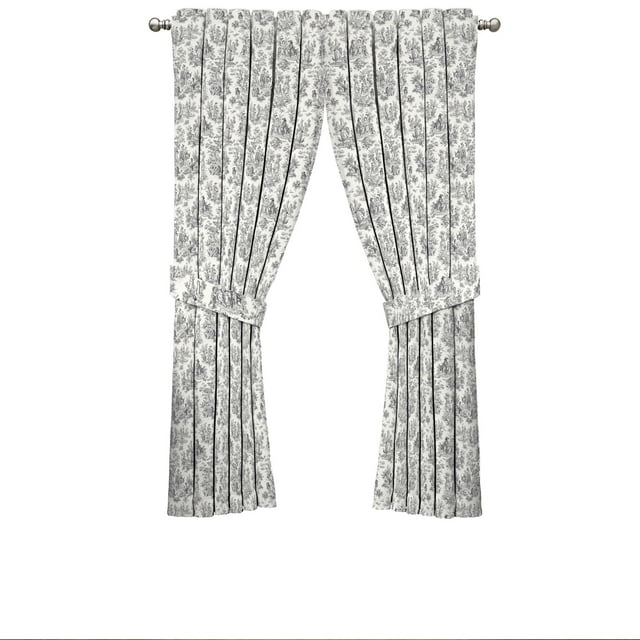 Waverly Charmed Life Toile Tie Back Single Curtain Panel, 52"x84", Onyx