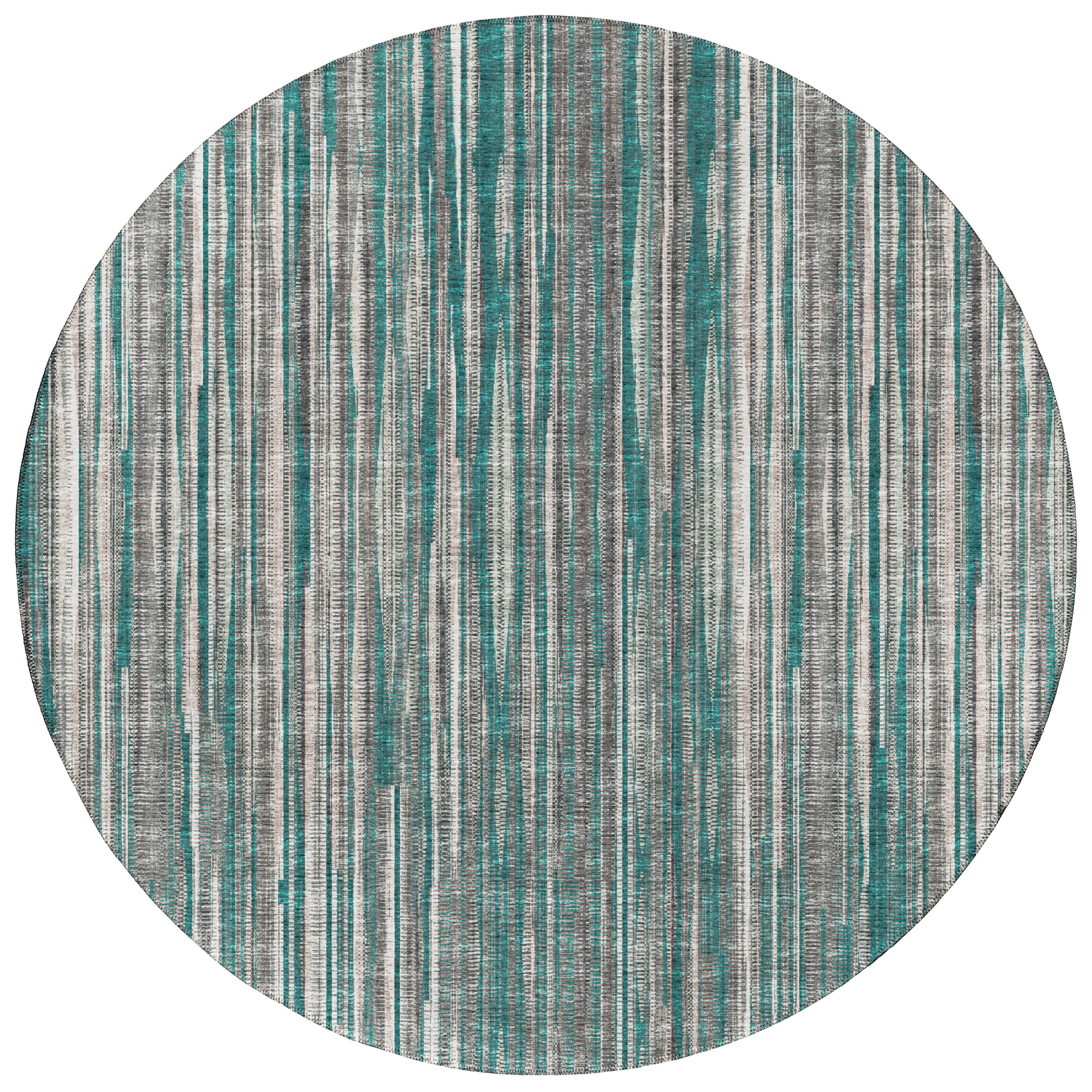 Addison Rugs Waverly Peacock Contemporary Striped 8' x 8' Round Rug Peacock AWA31