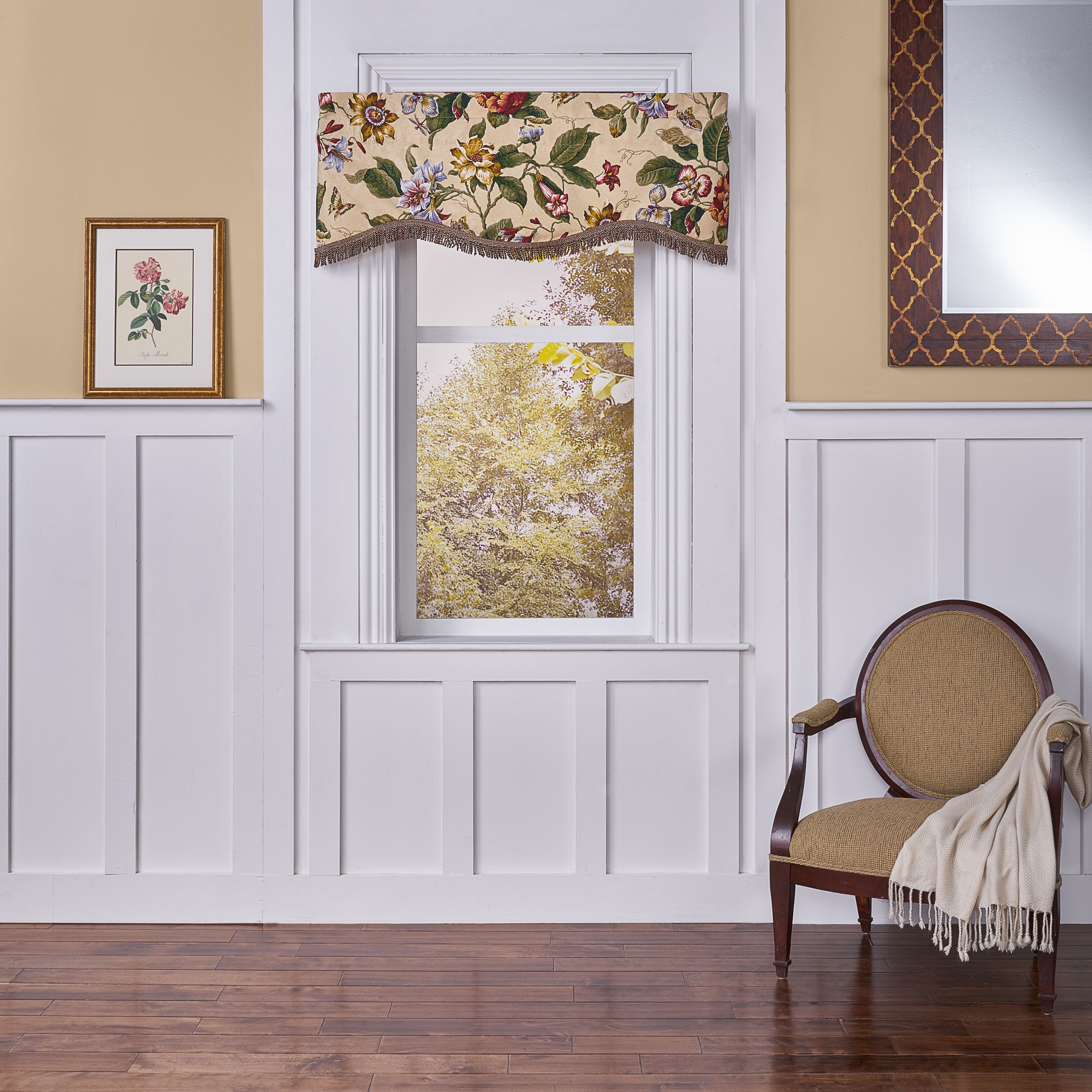 Waverly Laurel Springs Floral Light Filtering Rod Pocket Lined Window Valance, Multi-Color, 50 x 15