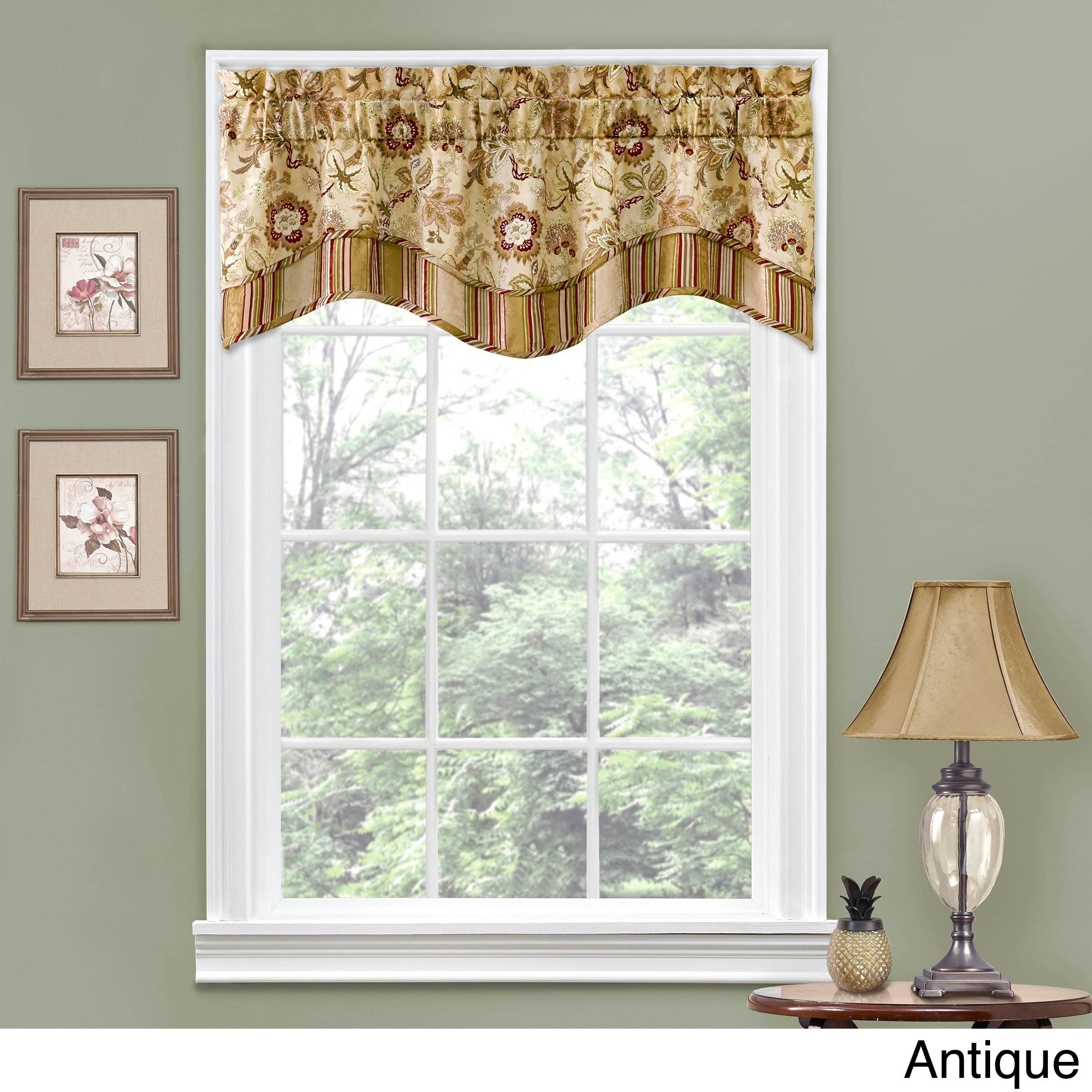Waverly Traditional Floral Rod Pocket Semi-Sheer Valance, 52" x 18