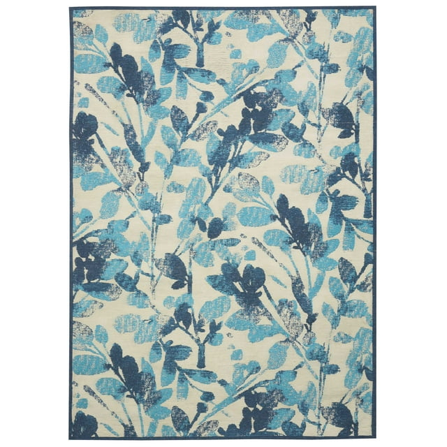 Waverly Vintage Lux "Leaf Storm" Indigo Area Rug by Nourison