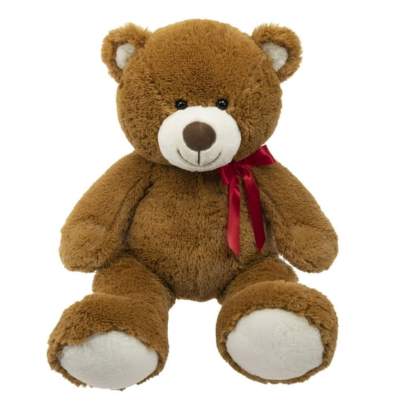 Way to Celebrate 33 inch Jumbo Plush Brown Bear with Red Ribbon, Child Ages 3 and up