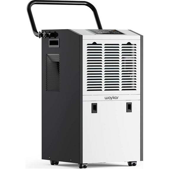 Waykar 155 Pints Commercial Dehumidifier with Drain Hose Industrial Dehumidifier with a 1.32 Gallons Water Tank in Large Space up to 8000 Sq. Ft for Warehouse Basements Whole House Moisture Remove