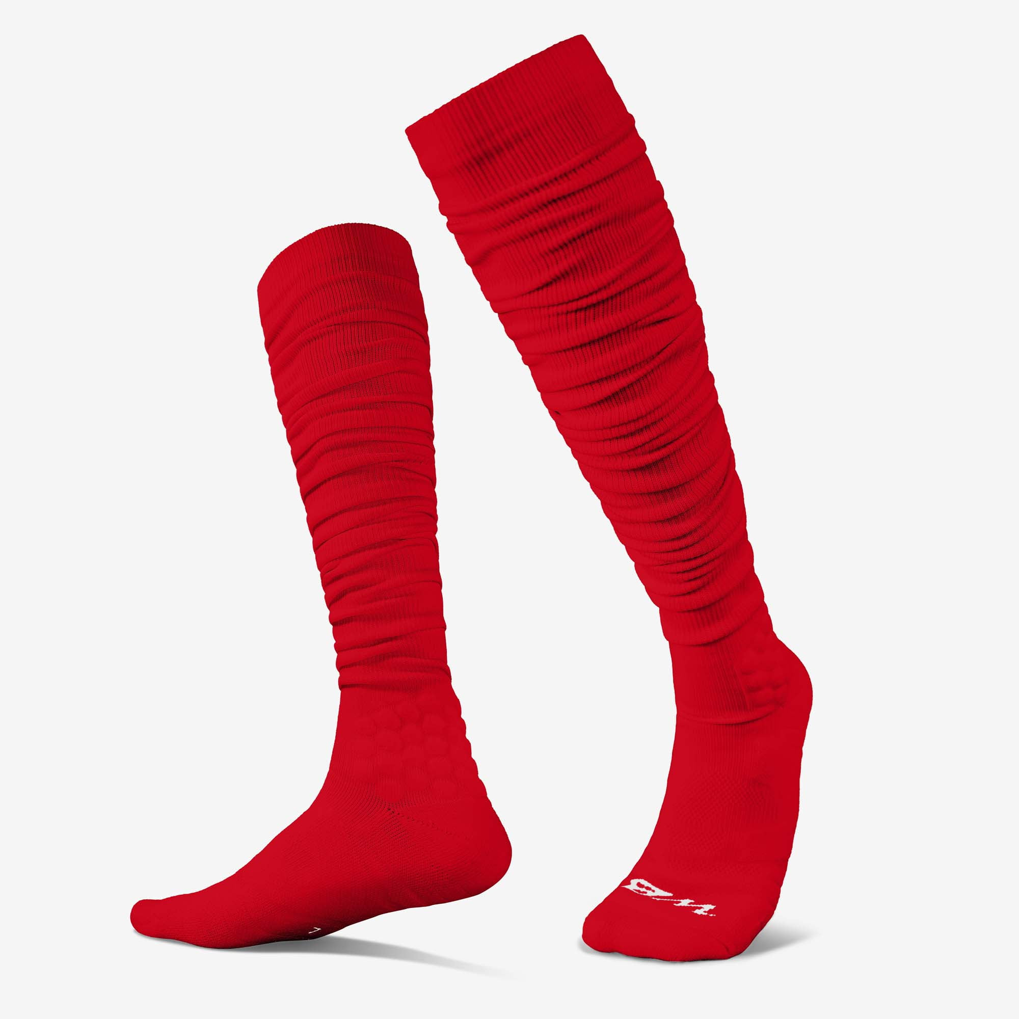 We Ball Sports Scrunch Football Socks, Extra Long Padded Sports Socks for Men & Boys (Red, L)