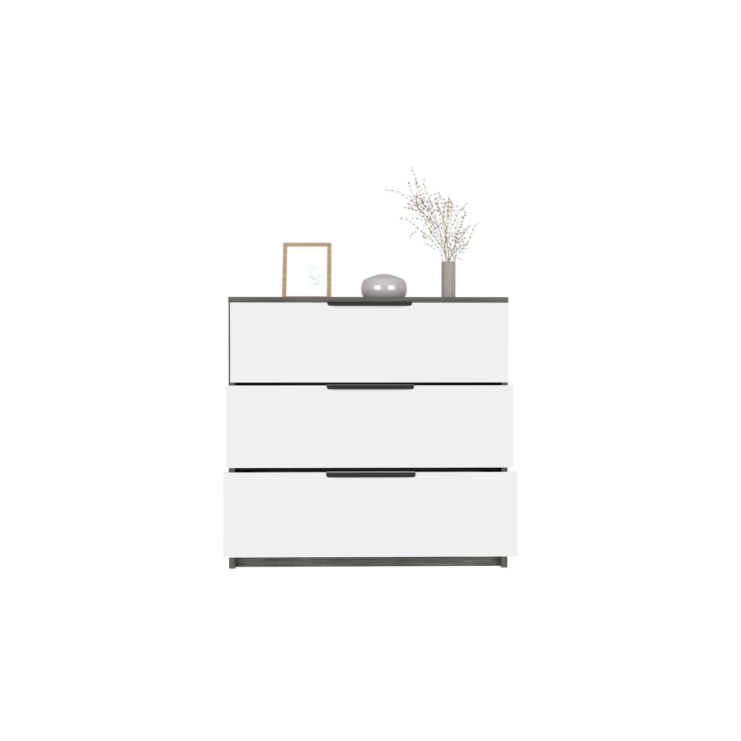 3 Drawers Dresser Maryland, Superior Top, Smokey Oak / White Finish