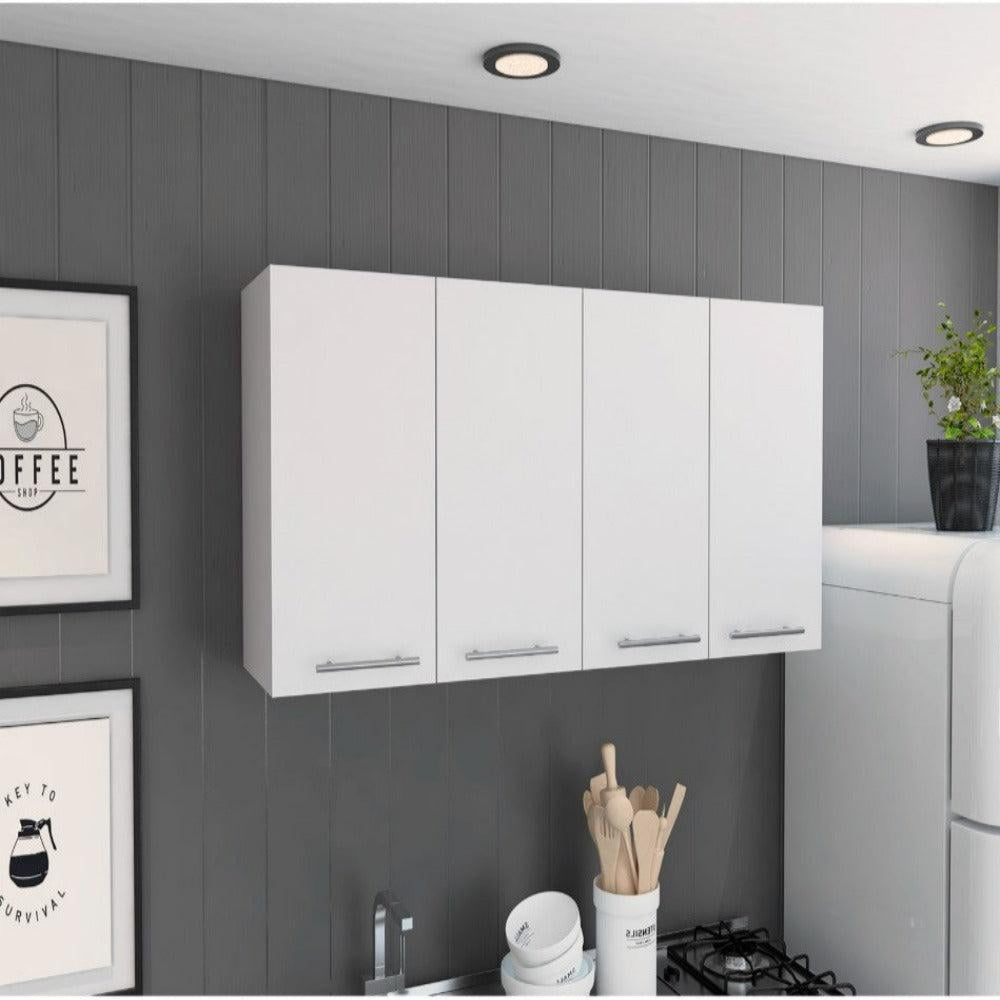 We Have Furniture Kitchen Cabinet Durham, Four Doors, White Finish