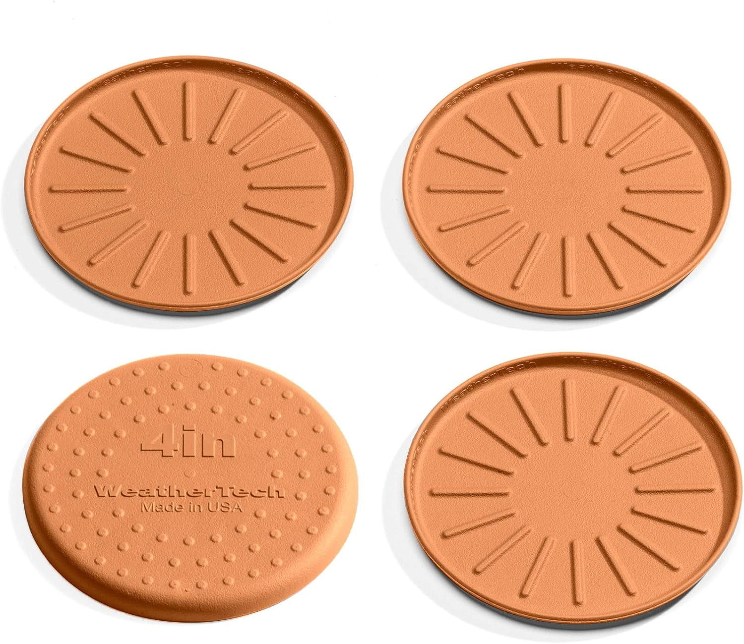 WeatherTech 4" Drink Coasters for Home Surfaces, Anti-Skid, No-Slip knibs - Set of 4, Terra Cotta - (8A4CSTTC)