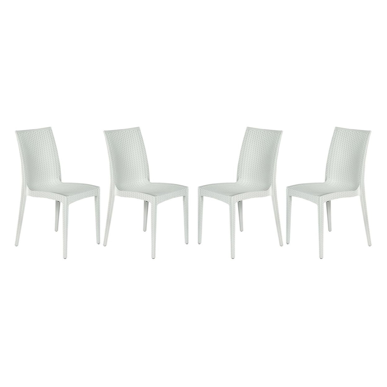 Weave Mace Indoor Outdoor Dining Chair (Armless), Set Of 4 - White