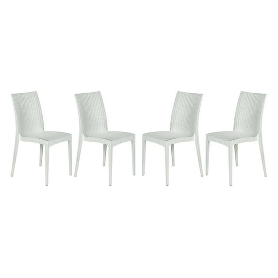 Weave Mace Indoor Outdoor Dining Chair (Armless), Set Of 4 - White