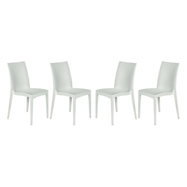 Weave Mace Indoor Outdoor Dining Chair (Armless), Set Of 4 - White