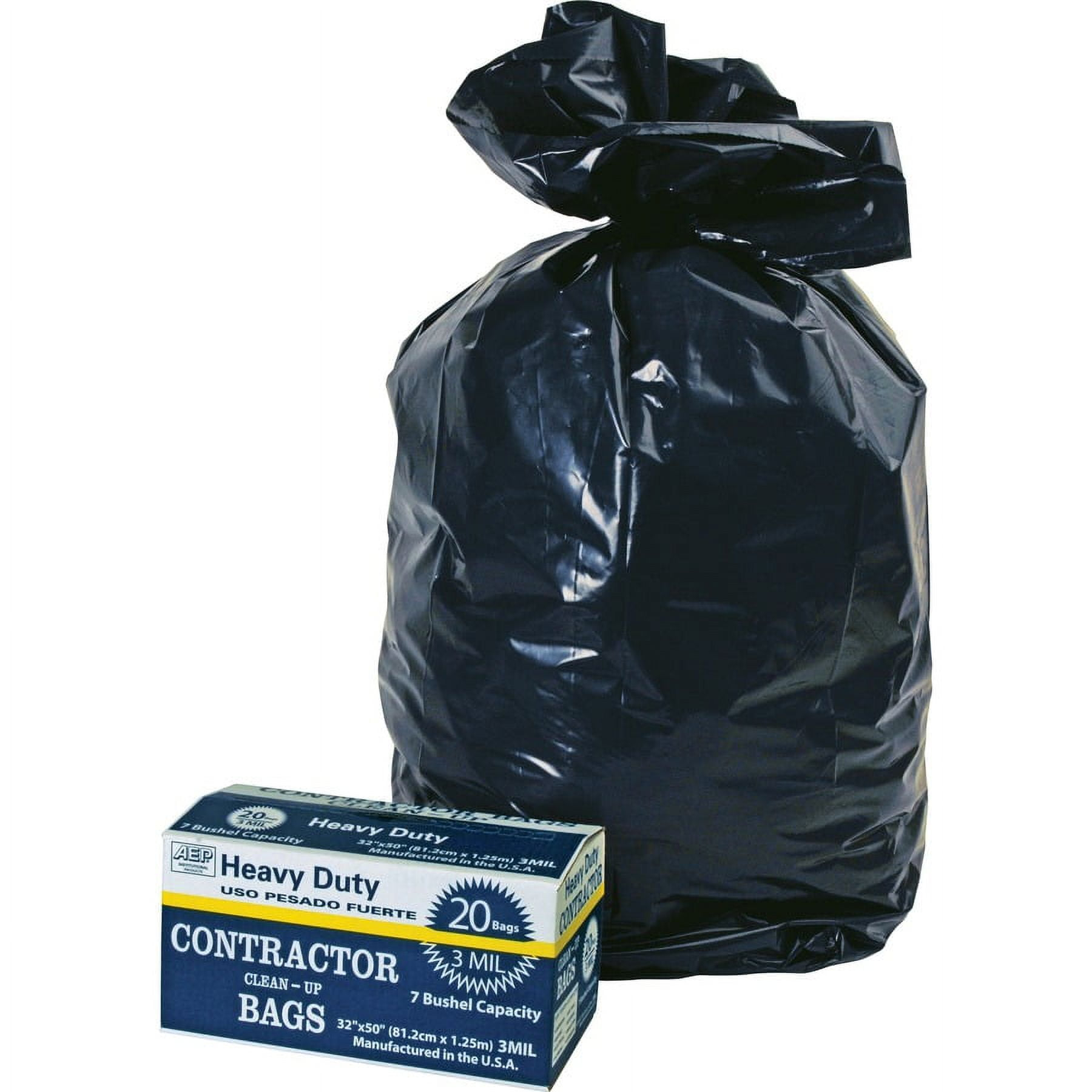 Berry Global 45 Gallon Contractor Bag 32" x 50" Low Density 3 mil Black 20 Bags/Box (0186470-181844)