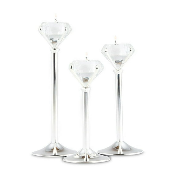 Weddingstar Diamond Shaped Tealight Holders - Silver - Set of 3