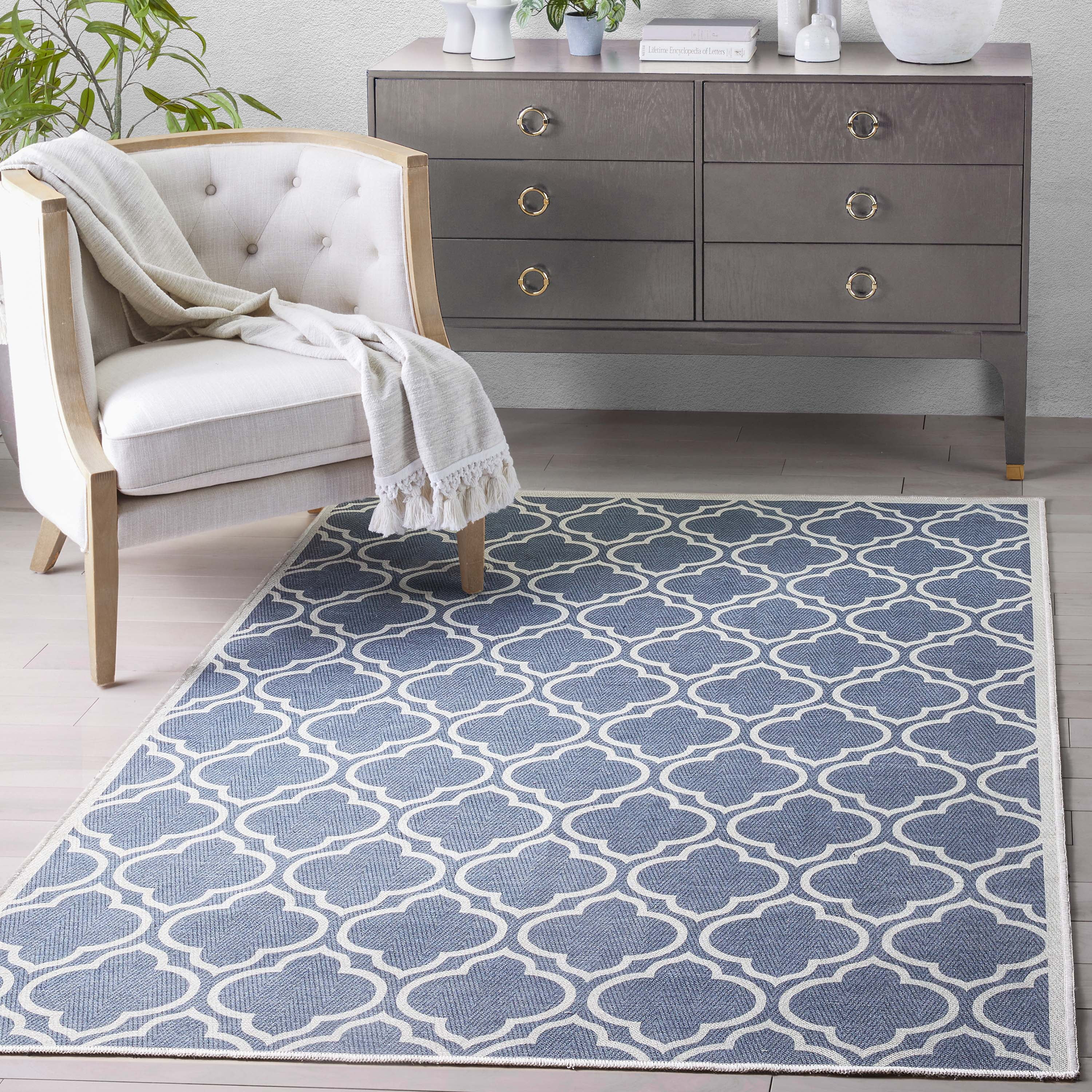 Well Woven Apollo Lattice Modern Moroccan Charcoal Grey 7'7" x 9'10" Machine Washable Area Rug