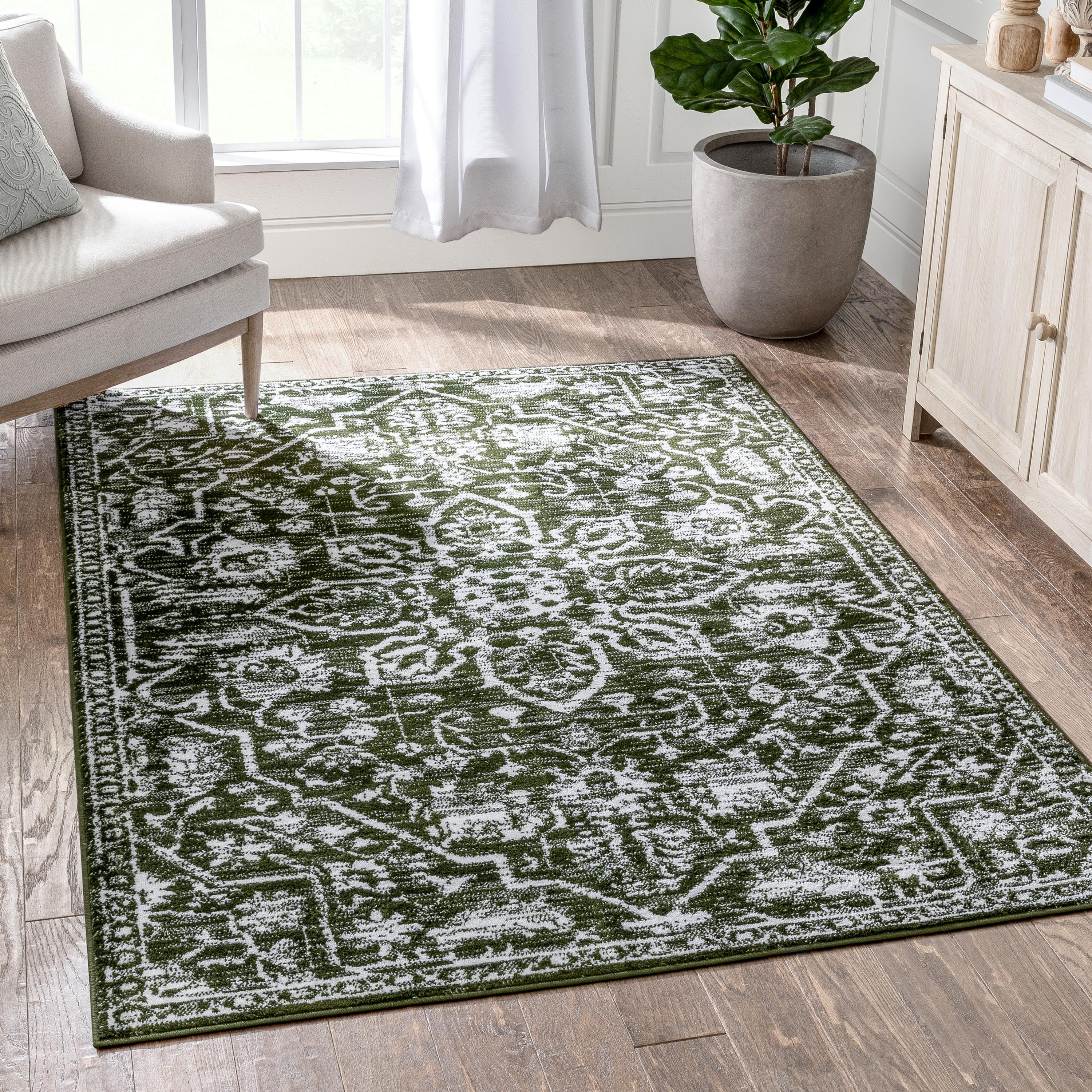 Well Woven Dazzle Disa Vintage Bohemian Oriental Floral Green 7'3" x 9'3" Area Rug