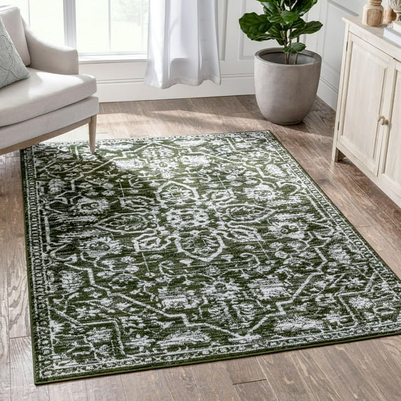 Well Woven Dazzle Disa Vintage Bohemian Oriental Floral Green 7'3" x 9'3" Area Rug